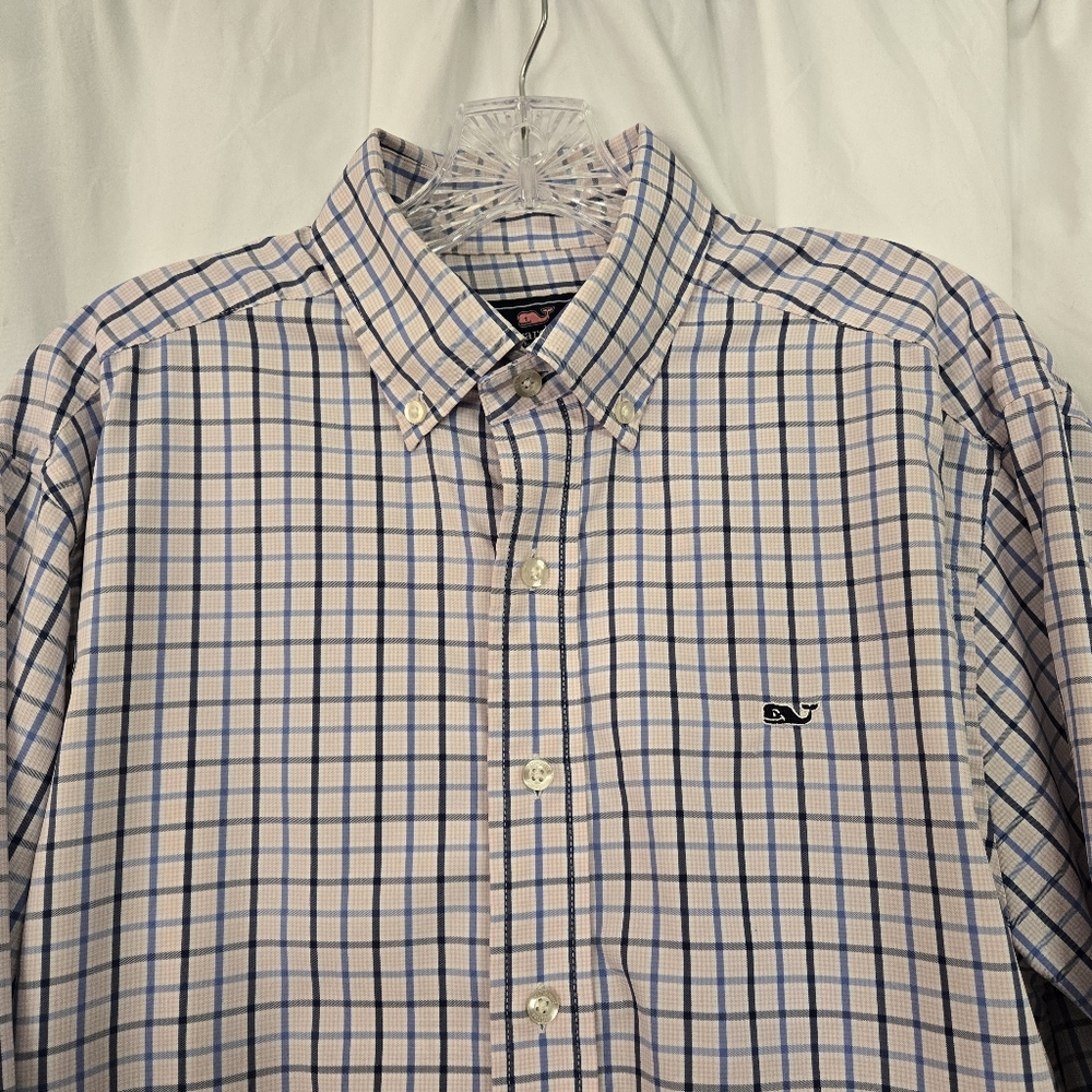 Vineyard Vines Whale Shirt- Pink/Blue Plaid Button Down Casual Shirt